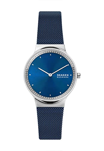 Skagen Freja Uhr für Damen, Quarzwerk mit Edelstahl- oder Lederarmband, Kobaltblau, 34MM von Skagen