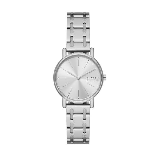 Skagen Signatur Uhr für Damen, Quarzwerk mit Edelstahl- oder Lederarmband, Silberton, 30MM von Skagen