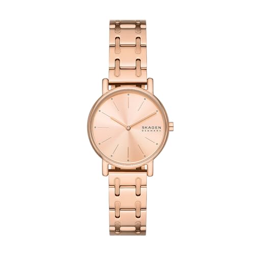 Skagen Signatur Uhr für Damen, Quarzwerk mit Edelstahl- oder Lederarmband, Rose-Gold-Ton, 30MM von Skagen