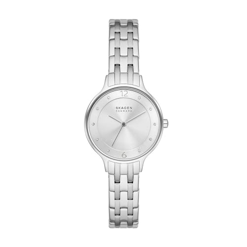 Skagen Anita Lille Uhr für Damen, Quarzwerk mit Edelstahl- oder Lederarmband, Silberfarben, 30MM von Skagen