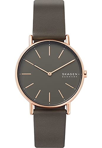 Skagen Damenuhr Signatur, Zweizeiger Uhrwerk, 38mm Rose Gold Edelstahlgehäuse mit einem Eco Lederarmband, SKW2794 von Skagen