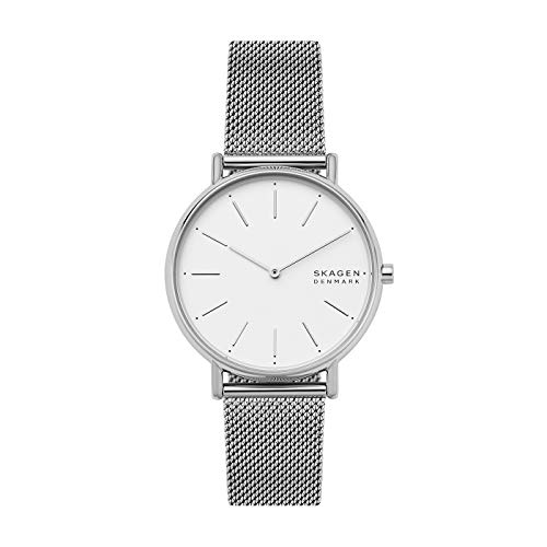 Skagen Damenuhren Signatur, Zweizeiger Uhrwerk, 38mm Silbernes Edelstahlgehäuse mit EdelstahlMesh Armband, SKW2785 von Skagen