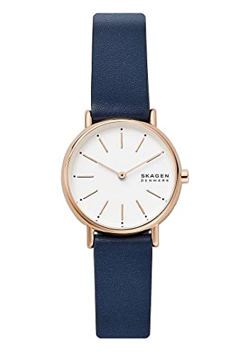 Skagen Signatur Uhr für Damen, Quarzwerk mit Edelstahl- oder Lederarmband, Blau und Weiß, 30MM von Skagen