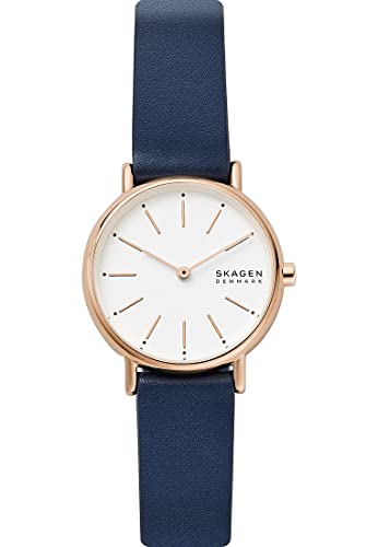 Skagen Signatur Uhr für Damen, Quarzwerk mit Edelstahl- oder Lederarmband, Blau und Weiß, 30MM von Skagen