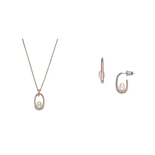 Skagen Damen Anhänger Halskette Agnethe und Ohrringe Muschel Perle von Skagen