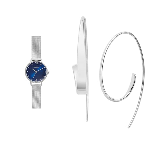 Skagen Damen Anita Lille Silberfarbene Edelstahl Uhr und Kariana Ohrringe, Set Skagen Damen Anita Lille Silberfarbene Edelstahl Uhr und Kariana Ohrringe, Set von Skagen