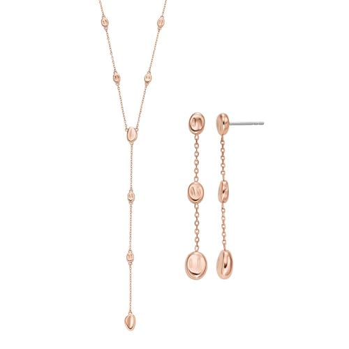 Skagen Damen Anja Pebbles Roségold-Ton Edelstahl Halskette und Ohrringe, Set Skagen Damen Anja Pebbles Roségold-Ton Edelstahl Halskette und Ohrringe, Set von Skagen