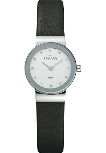 Skagen Damenuhr Freja Lille, Zweizeiger Uhrwerk, 22mm Silbernes Edelstahlgehäuse mit Lederarmband, 358XSSLBC von Skagen