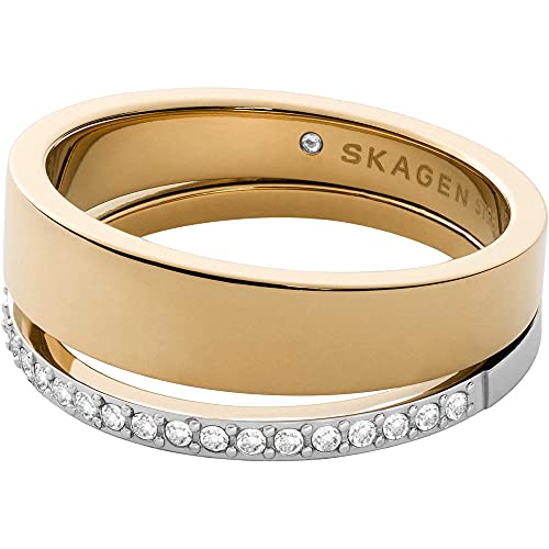 Skagen Damen Edelstahlring Länge: 4/5 Zoll, Gold und Silber mit Glitter von Skagen