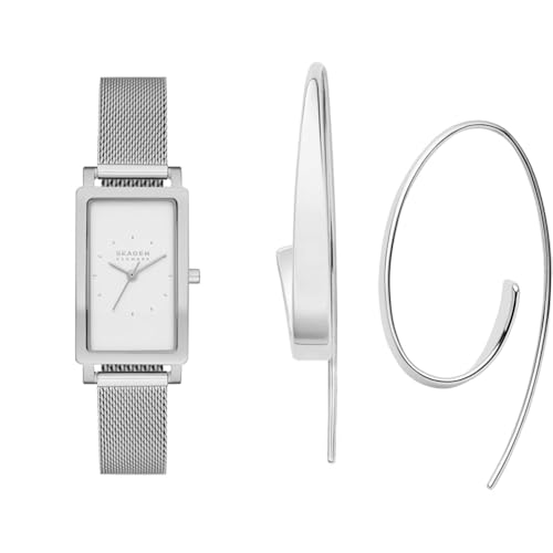 Skagen Damen Hagen Lille Silberfarbene Edelstahl Uhr und Kariana Ohrringe, Set Skagen Damen Hagen Lille Silberfarbene Edelstahl Uhr und Kariana Ohrringe, Set von Skagen