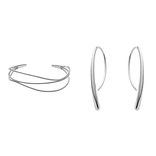 Skagen Damen-Manschetten Armbänder Edelstahl SKJ1124040 Damen-Hängeohrringe SKJ1057040 von Skagen