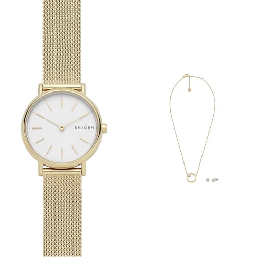 Skagen Damen Signatur Lille Goldfarbene Edelstahl Uhr und Goldfarbener Geschenkset Skagen Damen Signatur Lille Goldfarbene Edelstahl Uhr und Goldfarbener Geschenkset von Skagen