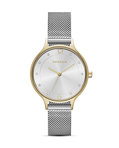 Skagen Damenuhr Anita Lille, Dreizeiger Uhrwerk, 30mm Goldfarbenes Edelstahlgehäuse mit EdelstahlMeshband, SKW2340 von Skagen