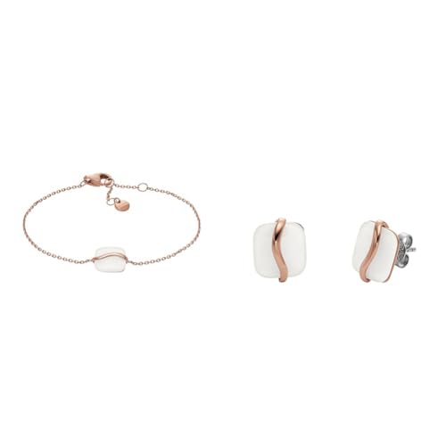 Skagen Damenarmband und Ohrringe Sofie Sea Glass, Roségold Edelstahl, Set von Skagen