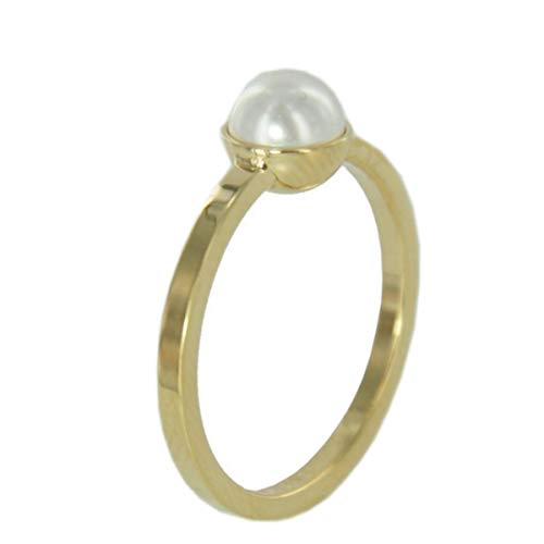 Skagen Damen Ring Gold Perle Weiss JRSG035, Größe:S8 (18.1 mm Ø) von Skagen