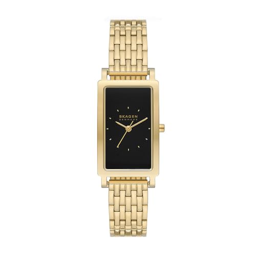 Skagen Hagen Uhr für Damen, Quarzwerk mit Edelstahl- oder Lederarmband, Goldton und Schwarz, 43MM von Skagen