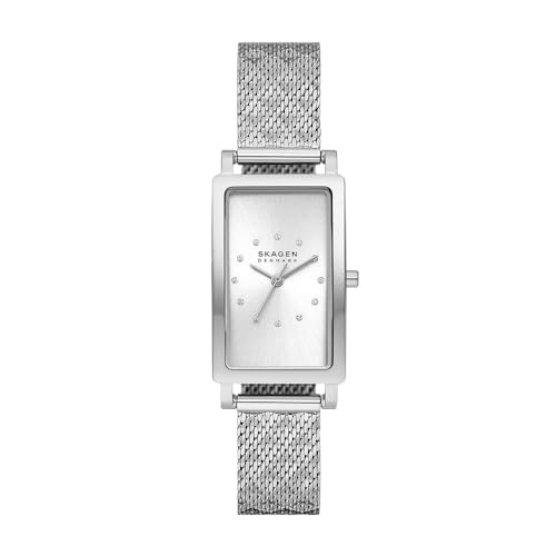 Skagen Hagen Uhr für Damen, Quarzwerk mit Edelstahl- oder Lederarmband, Silberfarben, 43MM von Skagen