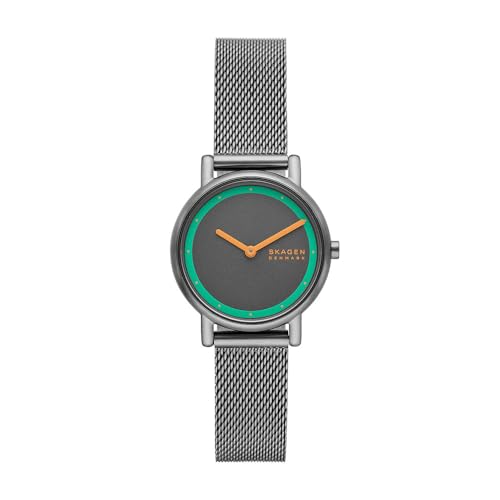 Skagen Signatur Uhr für Damen, Quarzwerk mit Edelstahl- oder Lederarmband, Holzkohle und Grau, 30MM von Skagen