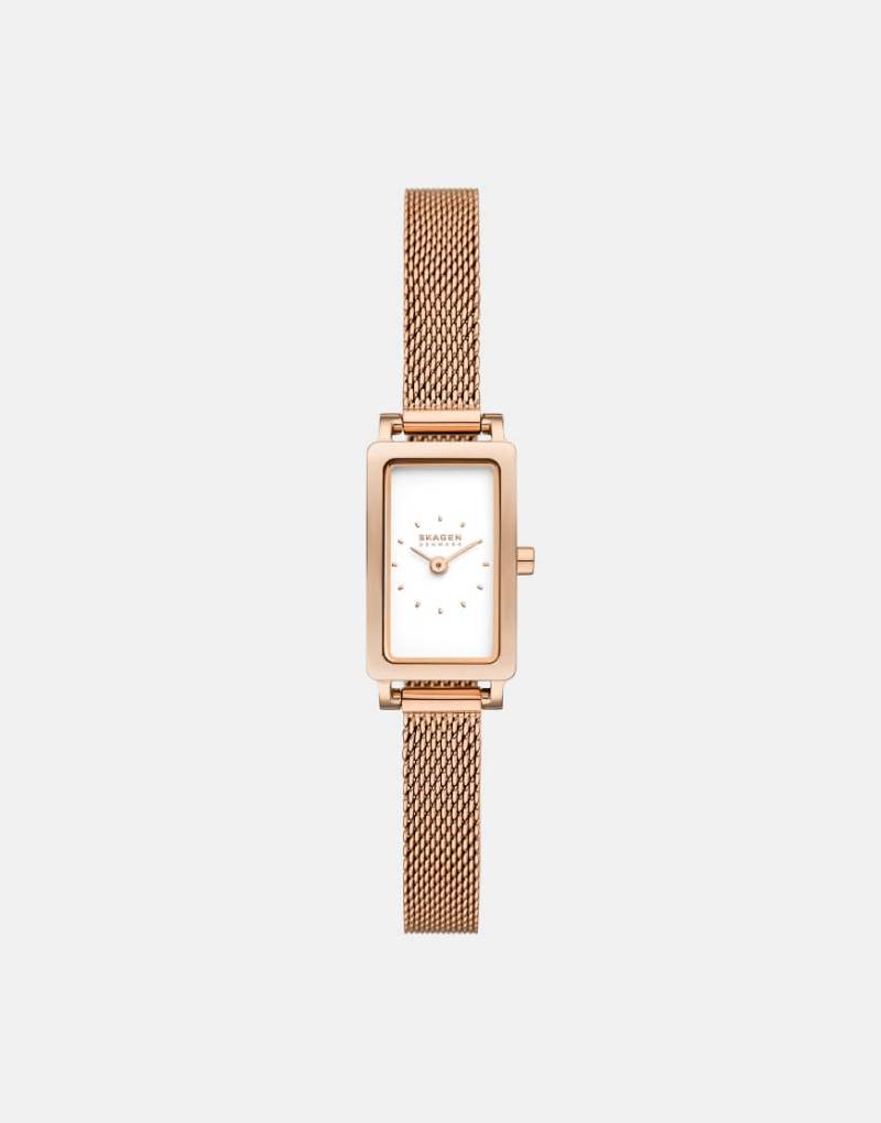 Skagen - Hagen - Kleine Damenarmbanduhr aus Edelstahl in Roségoldoptik mit zwei Zeigern-Goldfarben von Skagen
