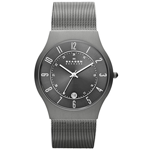 Skagen Herrenuhr Sundby Titanium, DreizeigerDatumswerk, 37mm Charcoal Titanium Gehäuse mit EdelstahlMeshArmband, 233XLTTM von Skagen