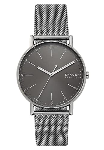 Skagen Herrenuhr Signatur, Dreizeiger Uhrwerk, 40mm Charcoal Edelstahlgehäuse mit Edelstahl Mesh Armband, SKW6577 von Skagen