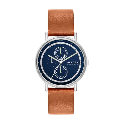 Skagen Signatur Uhr für Herren, Quarz Multifunktionswerk mit Edelstahl oder Lederarmband von Skagen