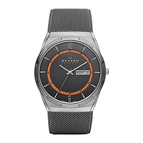 Skagen Herrenuhr Melbye Titanium, DreizeigerTagDatum Uhrwerk, 40mm Charcoal Titanium Gehäuse mit einem Edelstahl Mesh Armband, SKW6007 von Skagen