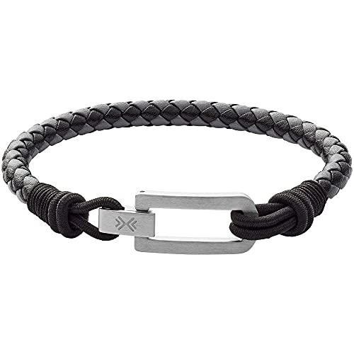 Skagen - Hulsten Lederarmband schwarz und grau für Herren SKJM0181040 19 cm Edelstahl Leder schwarz 19 cm Edelstahl Leder schwarz, 19 cm, Edelstahl, schwarzes Leder von Skagen