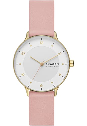 Skagen Uhr für Frauen, Riis Dreizeigeruhrwerk, Leder/Edelstahluhr Mit 36 Mm Gehäusegröße von Skagen