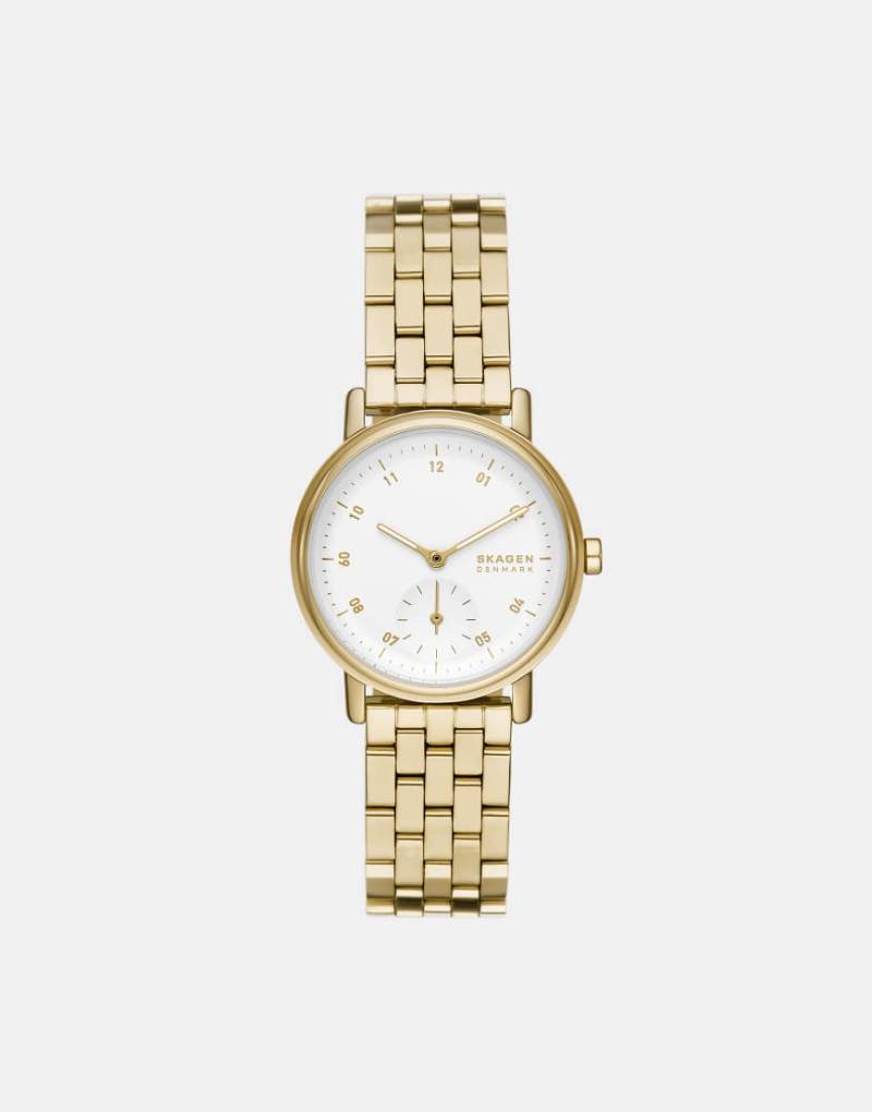 Skagen - Kuppel Lille - Damenuhr aus goldfarbenem Edelstahl mit zwei Zeigern und Untersekunde von Skagen