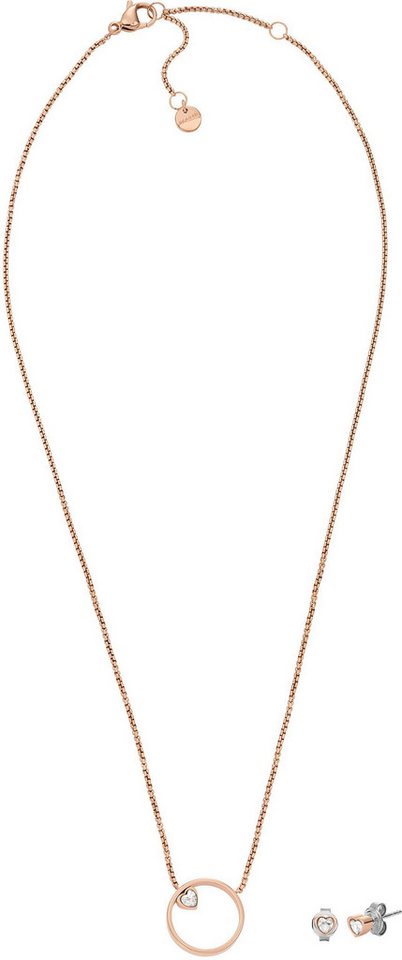 SKAGEN Ohrring und Ketten Set Mulitpack Schmuck Geschenk Edelstahl X BUP GLITZ HEART HERZ (Set, 3-tlg), mit Zirkonia (synth) oder Glasstein von SKAGEN