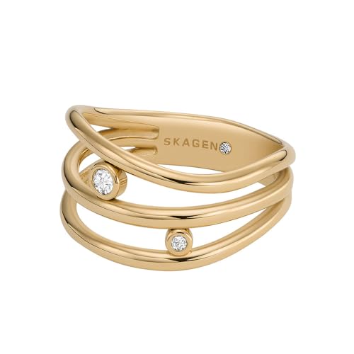 Skagen Prestack-Ring Glitz Wave für Damen Edelstahl goldfarben, SKJ1763710 von Skagen