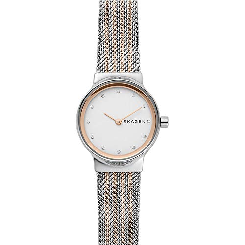 Skagen Freja Uhr für Damen, Quarzwerk mit Edelstahl- oder Lederarmband, Roségoldton und Silberton, 26MM von Skagen