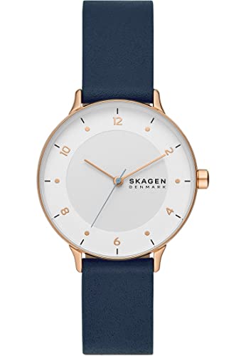 Skagen Uhr für Frauen, Riis Dreizeigeruhrwerk, Leder/Edelstahluhr Mit 36 Mm Gehäusegröße von Skagen