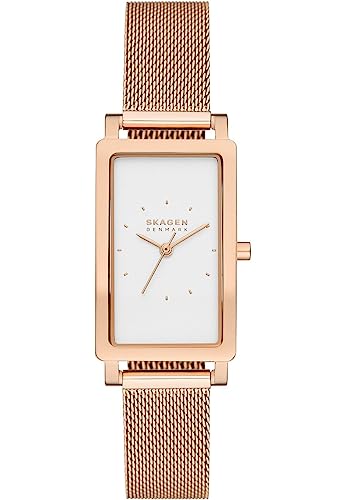 Skagen Hagen Uhr für Damen, Quarzwerk mit Edelstahl- oder Lederarmband, Roségoldton und Weiß, 22MM von Skagen