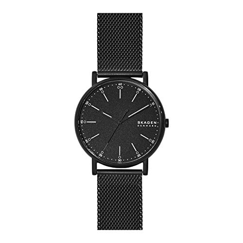 Skagen Herrenuhr Signatur, Dreizeiger Uhrwerk, 40mm Midnight Edelstahlgehäuse mit EdelstahlMeshband, SKW6579 von Skagen