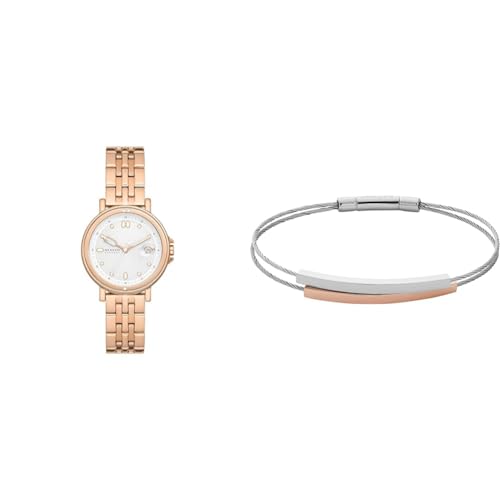 Skagen Women's Signatur Lille Rose-Gold Watch and Kariana Silver-Tone Bracelet, Stainless Steel, Set von Skagen