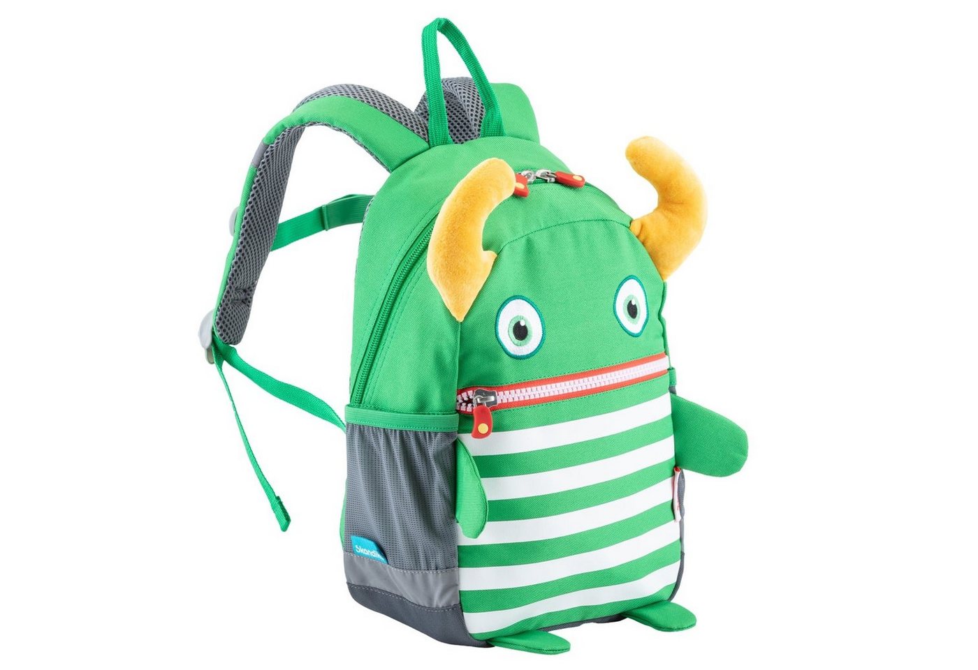 Skandika Kinderrucksack für Mädchen und Jungen von 1 bis 5 Jahren, Sorgenfresser, Brustgurt, 8 L, Namensschild, reflektierende Elemente, Kindergartenrucksack von Skandika