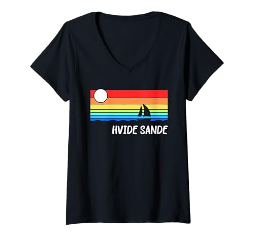 Damen Hvide Sande Sunrise Westjütland Dänemark Nordsee T-Shirt mit V-Ausschnitt Damen Hvide Sande Sunrise Westjütland Dänemark Nordsee T-Shirt mit V-Ausschnitt von Skandinavien Urlaub Dänemark Geschenkideen
