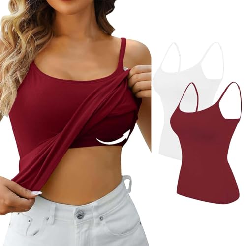Angebote des Tages Heute Deal BH Hemden Damen Ohne Bügel Baumwolle Unterwäsche Hemden Tank Top Mit Integriertem BH Ärmellos Unterhemden Camisole Shirts Korsetthemd T Shirt Mit Integriertem BH von Skang