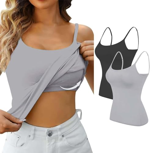 Artikel Unter 5 Euro BH Hemden Damen Ohne Bügel Baumwolle Unterwäsche Hemden Tank Top Mit Integriertem BH Ärmellos Unterhemden Camisole Shirts Unterhemd Set Damen Sport Top Mit Integriertem BH von Skang