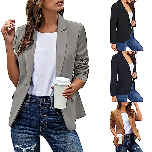 Blazer Damen Elegant Jacke Damen Herbst Business Outfit Cardigan Langarm Arbeit Büro Jacken Outwear Festlich Blazerjacke Mantel Casual Slim Fit Anzug Sakko von Skang