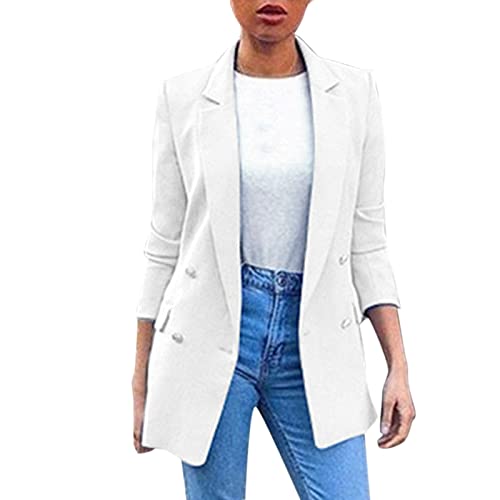 Blazer Damen Lang Elegant Sportlich Longblazer Business Jacke Revers Büro Slim Fit Langarm Blazerjacke Outwear Knopf Mantel Anzüge Casual Arbeit Büro Sakko von Skang