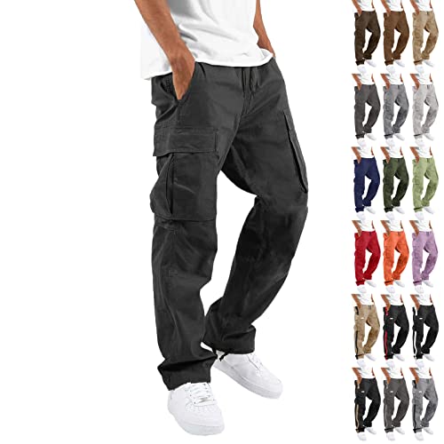 Cargohose Herren Lange Regular Fit Freizeithose Stretch Chino Hose Cargo Hose Arbeitshose Loose Casual Sporthose mit Taschen Elastische Taille Trekkinghose für Männer Streetwear von Skang