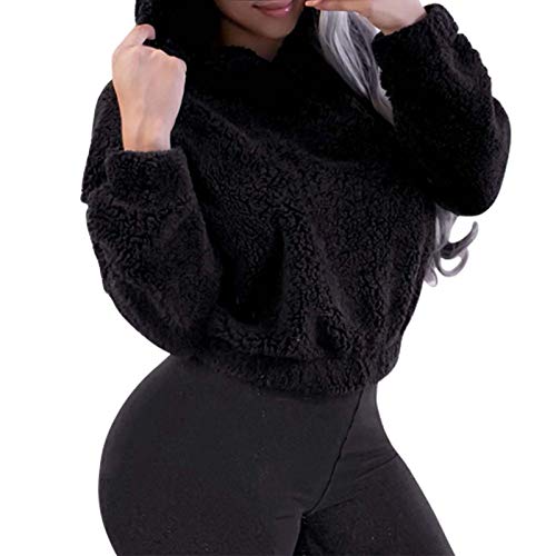 Damen Pullover Winter Sweatshirt weiche Bluse Frauen Long warm Winter Pulli lässige Damenbluse Damen Outfit Sommer (Black, S) von Skang