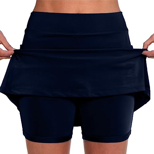 Damen Rock mit Innenshorts Tennisrock Hohe Taille Sportrock mit Hose Kurz Golfrock Golf Sport Hosen Laufrock 2 in1 Sport Leggings mit Rock Dehnbar Laufenrock von Skang