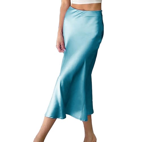 Damen Satin Rock Lang Hohe Taille Skirt Elegant Midirock Business Bleistiftrock Maxirock Sommer Rock Langer Sommerock Lang Boho Strandrock Damen Satin Rock Lang Hohe Taille Skirt Elegant Midirock Business Bleistiftrock Maxirock Sommer Rock Langer Sommerock Lang Boho Strandrock von Skang