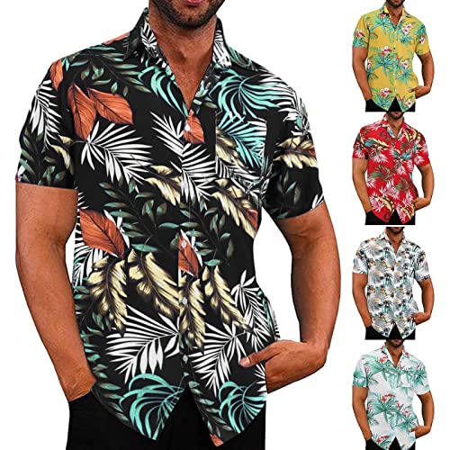 Hawaii Hemd Männer Kurzarm Sommerhemd Freizeithemden Für Herren Sommer Strandtunika Große Größen Shirts Kurzarmhemd Slim Fit Shirt Strandbluse Tops von Skang