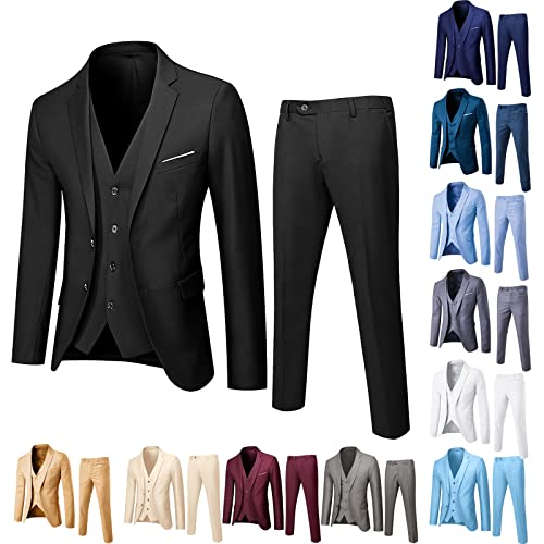 Herren Anzug 3 Teilig Slim Fit Herrenanzug Sakko Weste Hose für Hochzeit Business Regular Fit Anzughose Anzug Weste Smoking für Männer von Skang