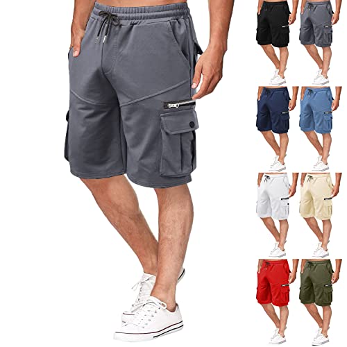 Herren Kurze Hosen Cargo Shorts Baumwolle Sommer Bermuda Shorts Outdoor Jogginghose Sporthose Cargohose Herrenshorts Short Pants Kurz Sommerhose Elastische Taille mit Taschen von Skang